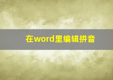 在word里编辑拼音