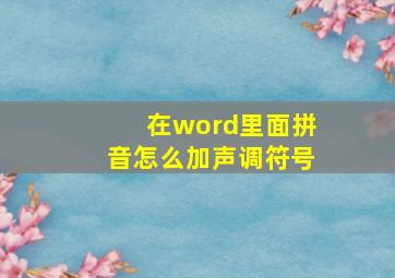 在word里面拼音怎么加声调符号