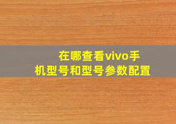 在哪查看vivo手机型号和型号参数配置