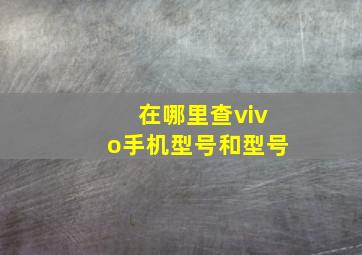 在哪里查vivo手机型号和型号