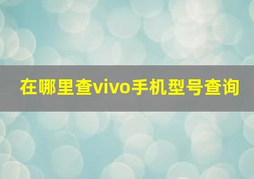 在哪里查vivo手机型号查询