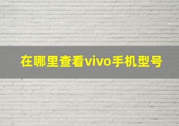 在哪里查看vivo手机型号