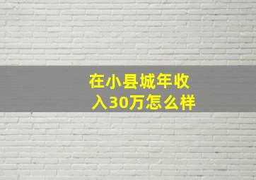 在小县城年收入30万怎么样