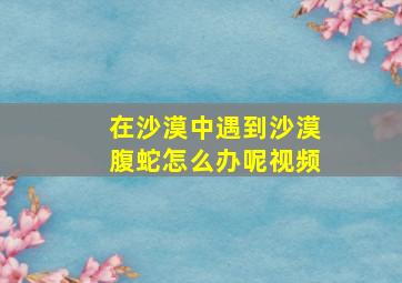 在沙漠中遇到沙漠腹蛇怎么办呢视频