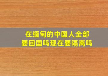 在缅甸的中国人全部要回国吗现在要隔离吗