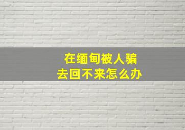 在缅甸被人骗去回不来怎么办