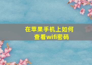 在苹果手机上如何查看wifi密码