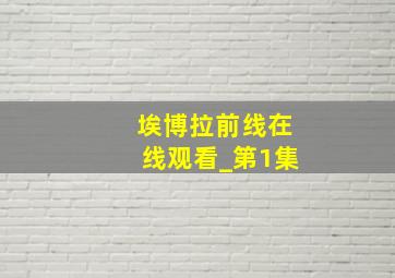 埃博拉前线在线观看_第1集