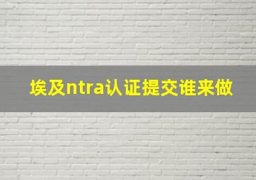 埃及ntra认证提交谁来做