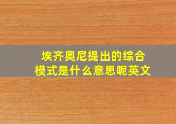 埃齐奥尼提出的综合模式是什么意思呢英文