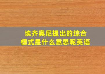 埃齐奥尼提出的综合模式是什么意思呢英语