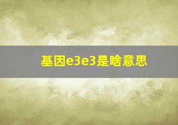 基因e3e3是啥意思