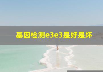 基因检测e3e3是好是坏