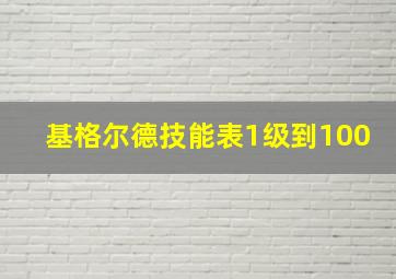 基格尔德技能表1级到100