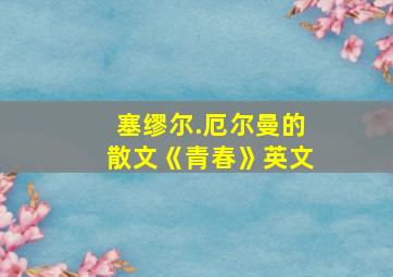 塞缪尔.厄尔曼的散文《青春》英文