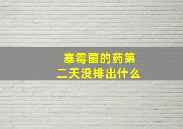 塞霉菌的药第二天没排出什么