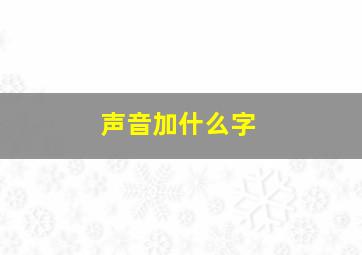 声音加什么字