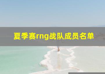 夏季赛rng战队成员名单