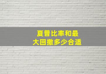 夏普比率和最大回撤多少合适