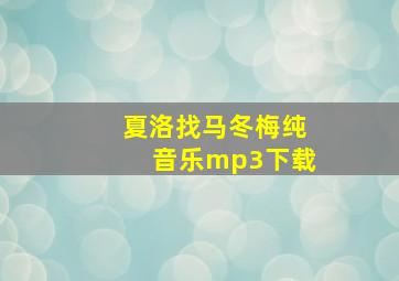 夏洛找马冬梅纯音乐mp3下载