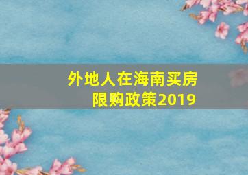 外地人在海南买房限购政策2019