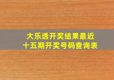 大乐透开奖结果最近十五期开奖号码查询表