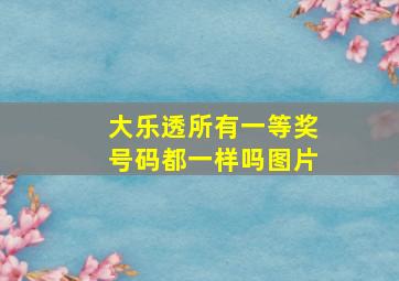 大乐透所有一等奖号码都一样吗图片