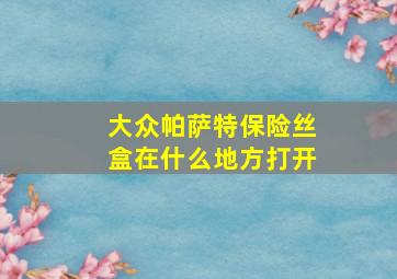 大众帕萨特保险丝盒在什么地方打开