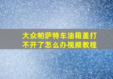 大众帕萨特车油箱盖打不开了怎么办视频教程