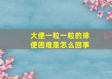 大便一粒一粒的排便困难是怎么回事