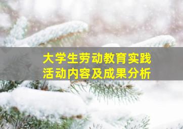 大学生劳动教育实践活动内容及成果分析