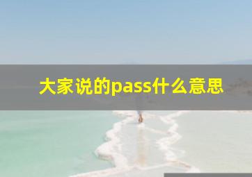 大家说的pass什么意思