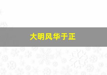 大明风华于正