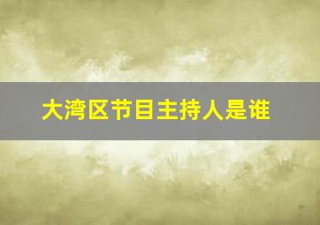 大湾区节目主持人是谁