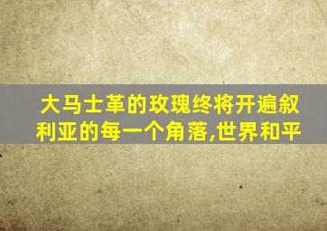 大马士革的玫瑰终将开遍叙利亚的每一个角落,世界和平