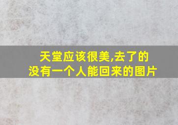 天堂应该很美,去了的没有一个人能回来的图片