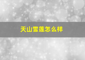 天山雪莲怎么样