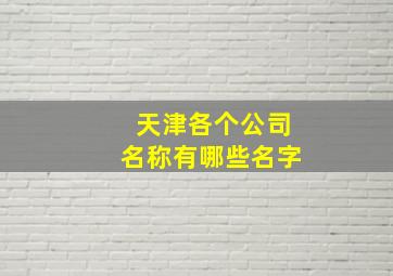 天津各个公司名称有哪些名字