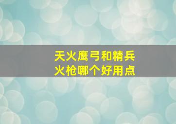 天火鹰弓和精兵火枪哪个好用点