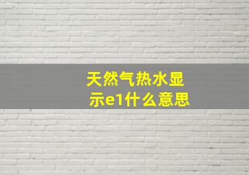 天然气热水显示e1什么意思