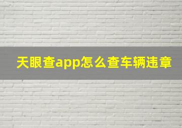 天眼查app怎么查车辆违章