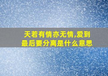 天若有情亦无情,爱到最后要分离是什么意思