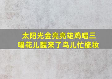 太阳光金亮亮雄鸡唱三唱花儿醒来了鸟儿忙梳妆