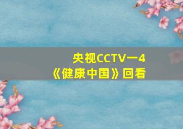 央视CCTV一4《健康中国》回看