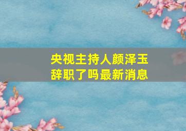 央视主持人颜泽玉辞职了吗最新消息