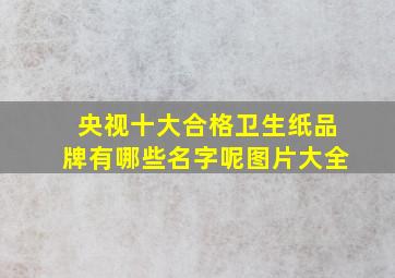 央视十大合格卫生纸品牌有哪些名字呢图片大全