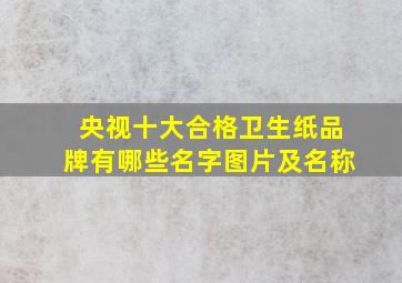 央视十大合格卫生纸品牌有哪些名字图片及名称