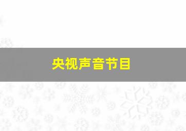 央视声音节目