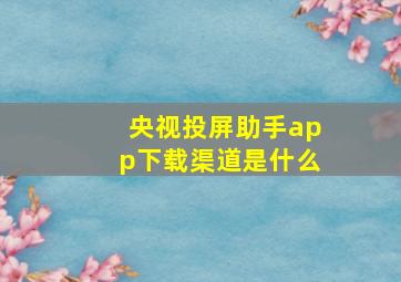 央视投屏助手app下载渠道是什么