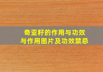 奇亚籽的作用与功效与作用图片及功效禁忌